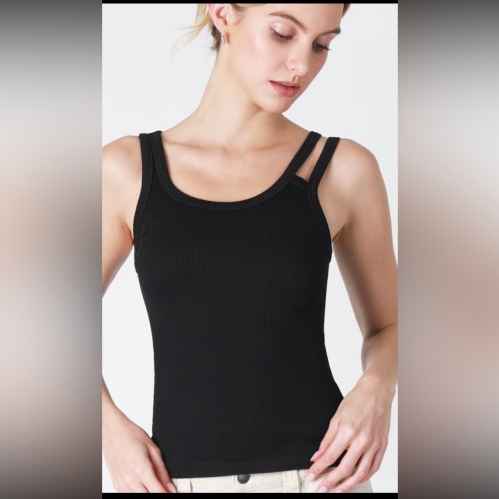 Nikibiki Double Strap Black Tank Top